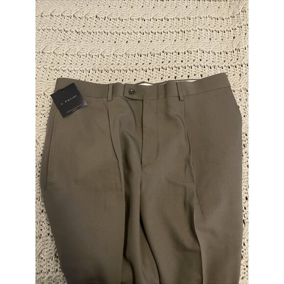 NWT J Ferrar Pleated Dress Pants Slacks Trousers Cuffed Men’s Size 36 X 30 Brown - Picture 1 of 16